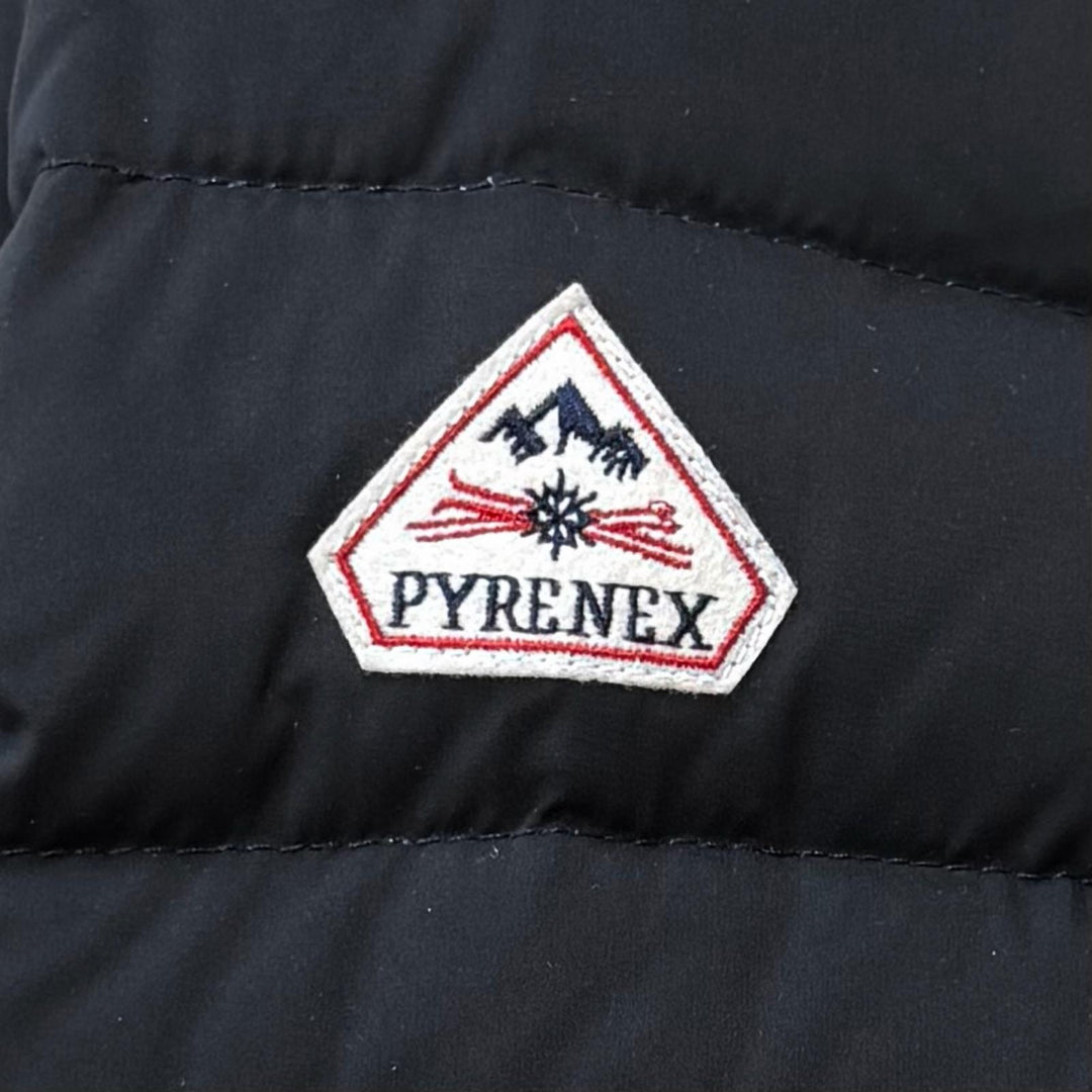 美品★Pyrenex ピレネックス SPOUTNIC LONG スプートニック ロング ロゴワッペン・フード付 ZIP UP ダウンコート ブラック 38 正規品