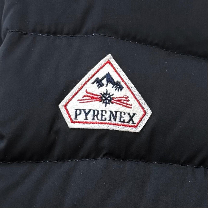 美品★Pyrenex ピレネックス SPOUTNIC LONG スプートニック ロング ロゴワッペン・フード付 ZIP UP ダウンコート ブラック 38 正規品