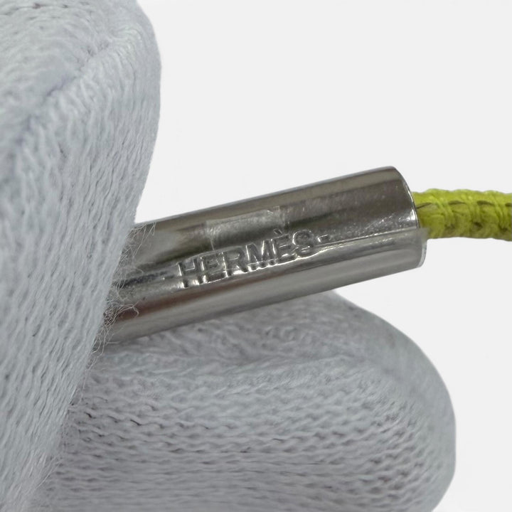 極美品☆HERMES エルメス ループグラン ネックレス レザー使い ペンダント イエロー （ジョーヌ系） レディース 箱・保存袋付き