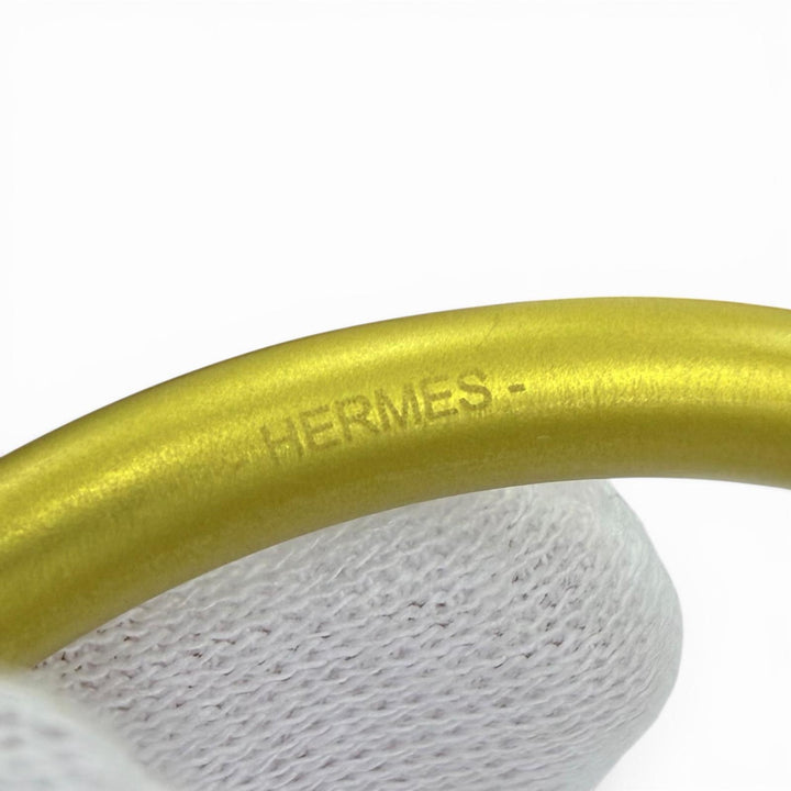 極美品☆HERMES エルメス ループグラン ネックレス レザー使い ペンダント イエロー （ジョーヌ系） レディース 箱・保存袋付き