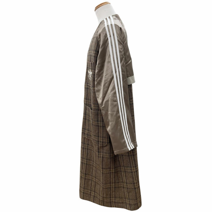 未使用品▼GUCCI adidas グッチ アディダス 710398 チェック柄 ロゴ金ボタン ノーカラーコート 48 正規品 ガーメント・ハンガー付き