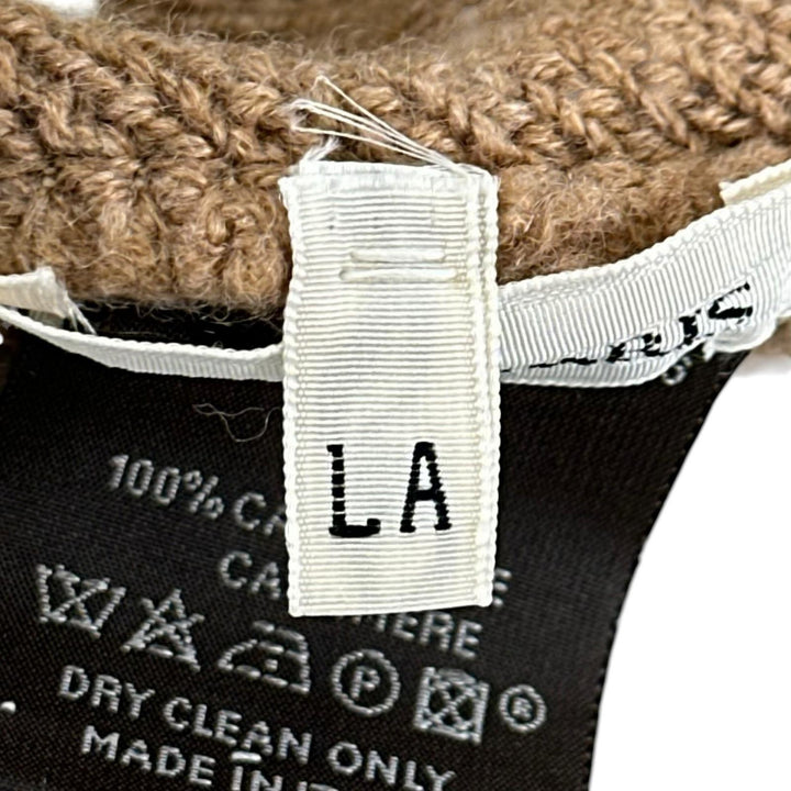 極美品▲HERMES エルメス ヴィンテージ マルジェラ期 カシミヤ100% Hロゴ ビーニー ニットキャップ キャメル LA 伊製 正規品 レディース