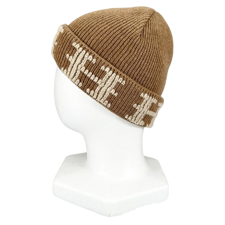 極美品▲HERMES エルメス ヴィンテージ マルジェラ期 カシミヤ100% Hロゴ ビーニー ニットキャップ キャメル LA 伊製 正規品 レディース