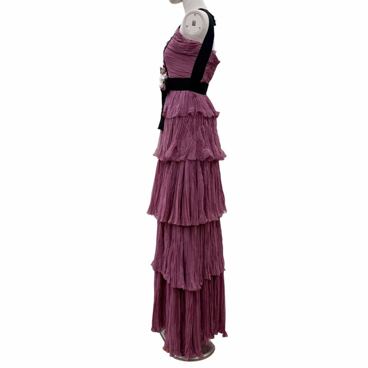 極美品☆GUCCI グッチ 407152 シルク100％ ロージー・ハンティントン=ホワイトリー・椎名林檎着用 ブローチ付 ドレス ピンク 34 正規品