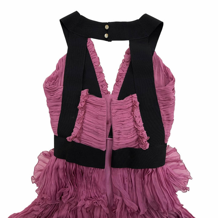 極美品☆GUCCI グッチ 407152 シルク100％ ロージー・ハンティントン=ホワイトリー・椎名林檎着用 ブローチ付 ドレス ピンク 34 正規品