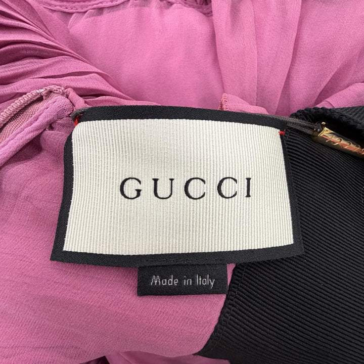 極美品☆GUCCI グッチ 407152 シルク100％ ロージー・ハンティントン=ホワイトリー・椎名林檎着用 ブローチ付 ドレス ピンク 34 正規品