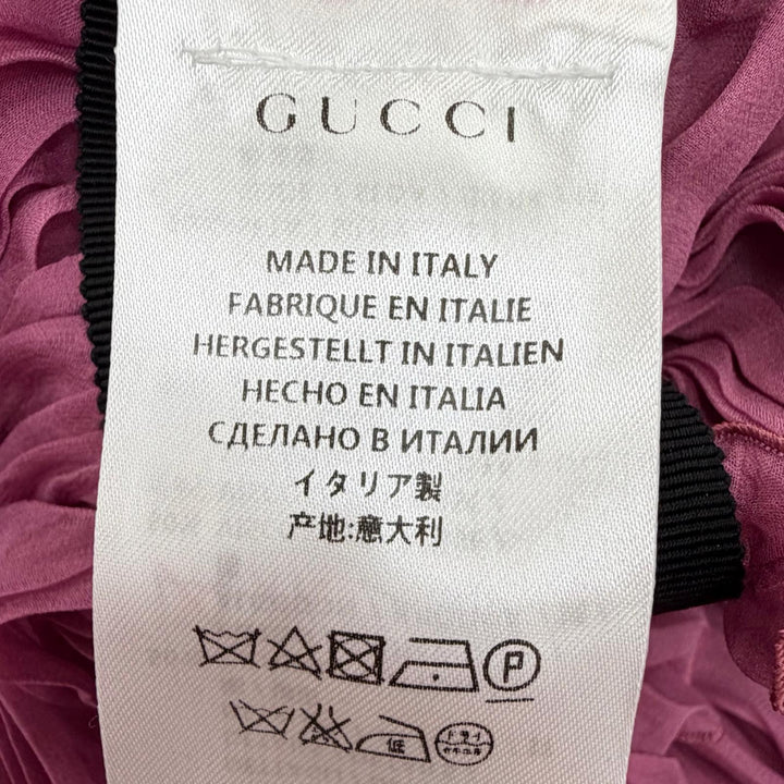 極美品☆GUCCI グッチ 407152 シルク100％ ロージー・ハンティントン=ホワイトリー・椎名林檎着用 ブローチ付 ドレス ピンク 34 正規品