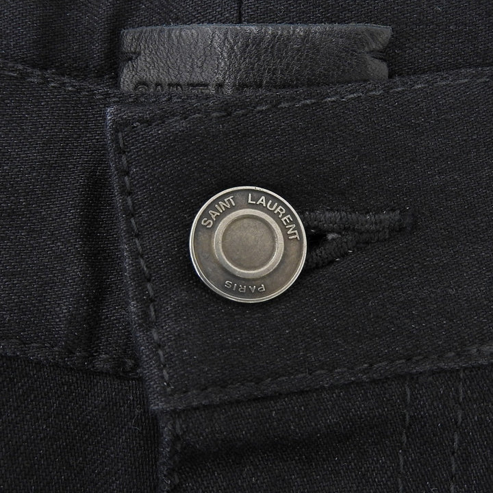 美品▲SAINT LAURENT PARIS サンローランパリ 2012年製 315401 エディ期 ロゴボタン スキニー パンツ ブラック 33 日本製 正規品 メンズ