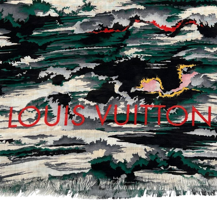 極美品▲LOUIS VUITTON ルイヴィトン MP1938 エトール・ストーム シルク カシミヤ ストール イタリア製 正規品 レディース 保存袋付き