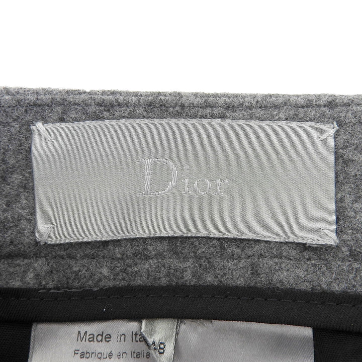 極美品▲DIOR ディオール オム 2002年製 2HH1015423 エディ期 ウール カシミヤ混 ワイドパンツ グレー 48 イタリア製 正規品 メンズ
