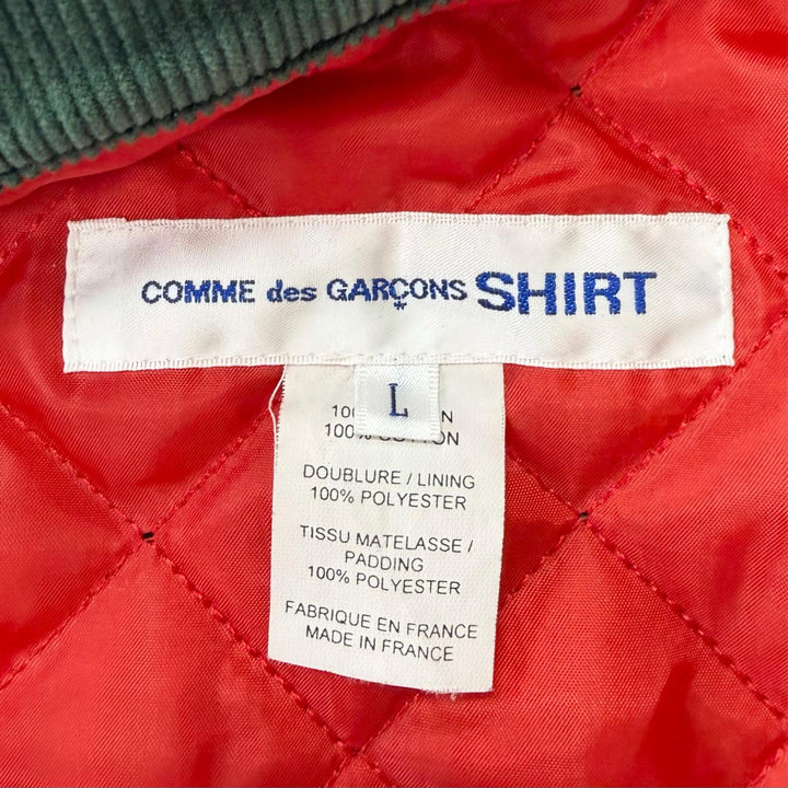美品□COMME des GARCONS コムデギャルソン W27174 細畝 中綿入り コーデュロイジャケット グリーン L フランス製 正規品 メンズ