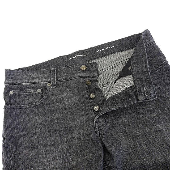 美品▲SAINT LAURENT PARIS サンローランパリ 2013年製 344112 エディ期 USED加工 ボタンフライ デニムパンツ ブラック 31 正規品 メンズ