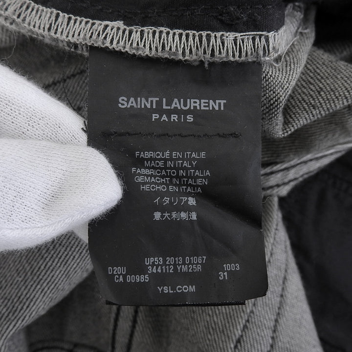 美品▲SAINT LAURENT PARIS サンローランパリ 2013年製 344112 エディ期 USED加工 ボタンフライ デニムパンツ ブラック 31 正規品 メンズ