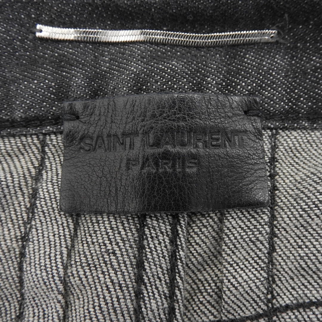 美品▲SAINT LAURENT PARIS サンローランパリ 2013年製 344112 エディ期 USED加工 ボタンフライ デニムパンツ ブラック 31 正規品 メンズ
