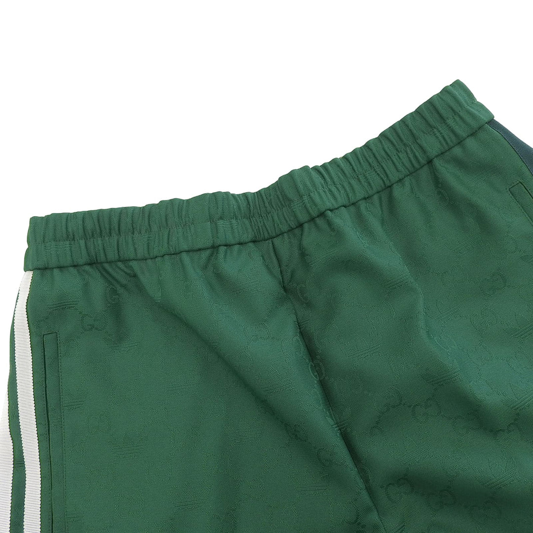 極美品▲GUCCI adidas グッチ アディダス 702183 GGロゴ シェリーライン スリーストライプス トラック パンツ グリーン 伊製 正規品 メンズ