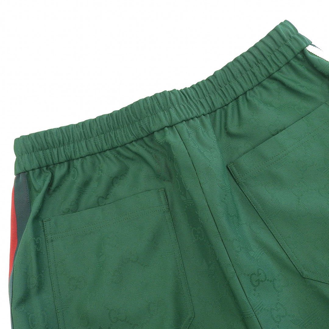 極美品▲GUCCI adidas グッチ アディダス 702183 GGロゴ シェリーライン スリーストライプス トラック パンツ グリーン 伊製 正規品 メンズ