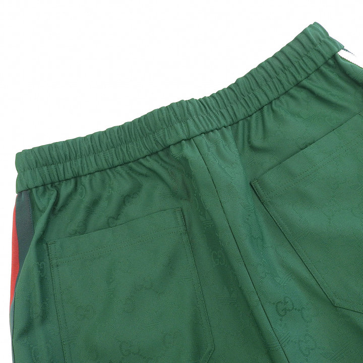 極美品▲GUCCI adidas グッチ アディダス 702183 GGロゴ シェリーライン スリーストライプス トラック パンツ グリーン 伊製 正規品 メンズ