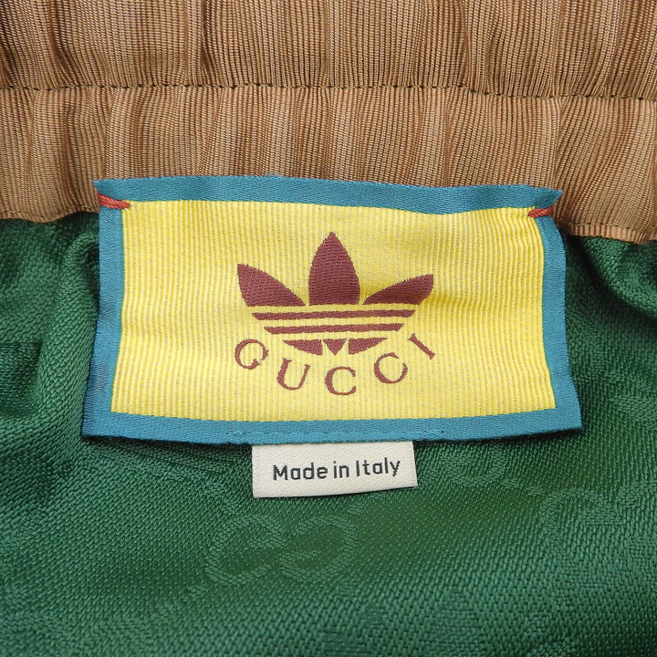 極美品▲GUCCI adidas グッチ アディダス 702183 GGロゴ シェリーライン スリーストライプス トラック パンツ グリーン 伊製 正規品 メンズ