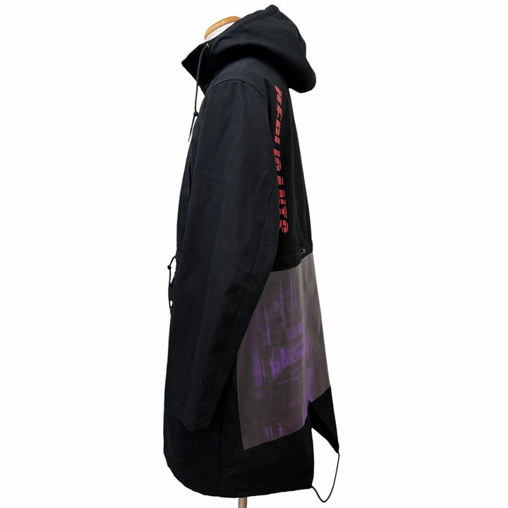 極美品□RAF SIMONS ラフシモンズ Replicants Hooded Jacket バックプリント レプリカンツ フーデッドコート ブラック 50 イタリア製