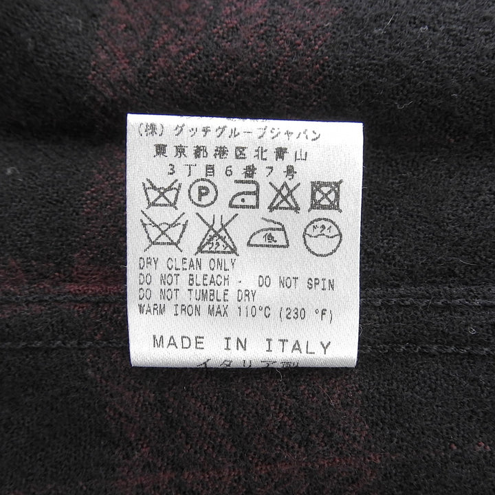極美品▲GUCCI グッチ ヴィンテージ トムフォード期 162494 ウール100％ チェック柄 長袖シャツ レッド系 38 イタリア製 正規品 メンズ