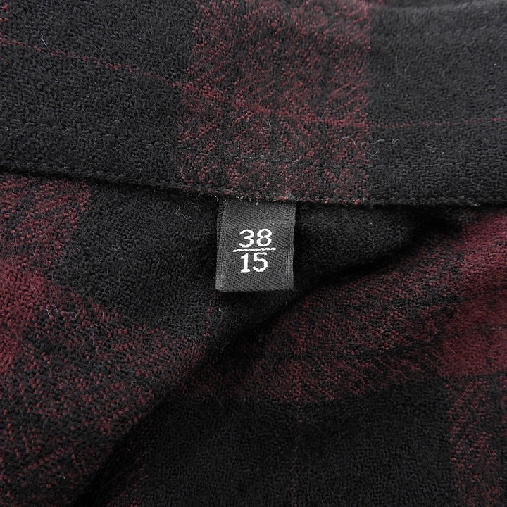 極美品▲GUCCI グッチ ヴィンテージ トムフォード期 162494 ウール100％ チェック柄 長袖シャツ レッド系 38 イタリア製 正規品 メンズ