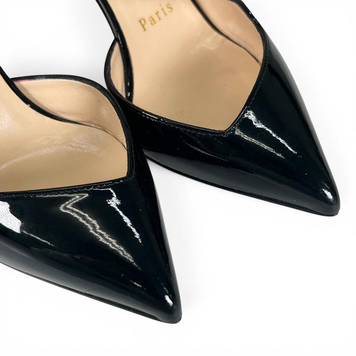 極美品▲Christian Louboutin クリスチャンルブタン Jumping 100 パテントレザー パンプス ブラック 35.5 イタリア製 レディース