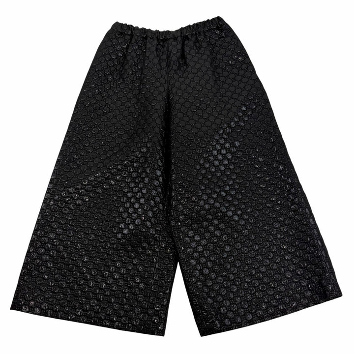 未使用品★COMME des GARCONS コムデギャルソン 25SS GO-P026 ウール混 ラメ 総柄 ハニカム ガウチョパンツ ブラック M 日本製 正規品