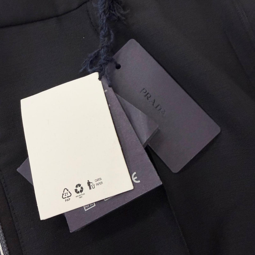 未使用品□PRADA プラダ 23SS SPH261 モヘア ウール トライアングルロゴ 裾ジップ サイドライン スラックス ブラック 48 正規品 メンズ