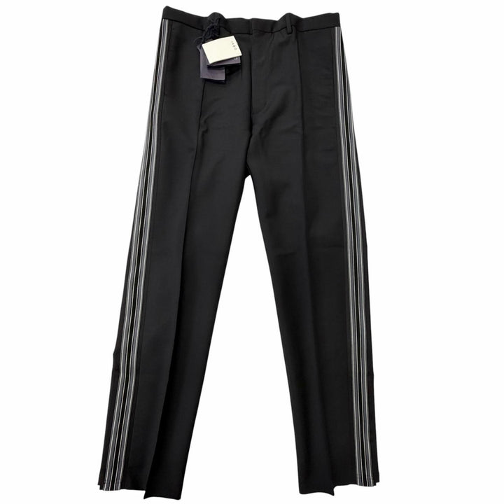 未使用品□PRADA プラダ 23SS SPH261 モヘア ウール トライアングルロゴ 裾ジップ サイドライン スラックス ブラック 48 正規品 メンズ