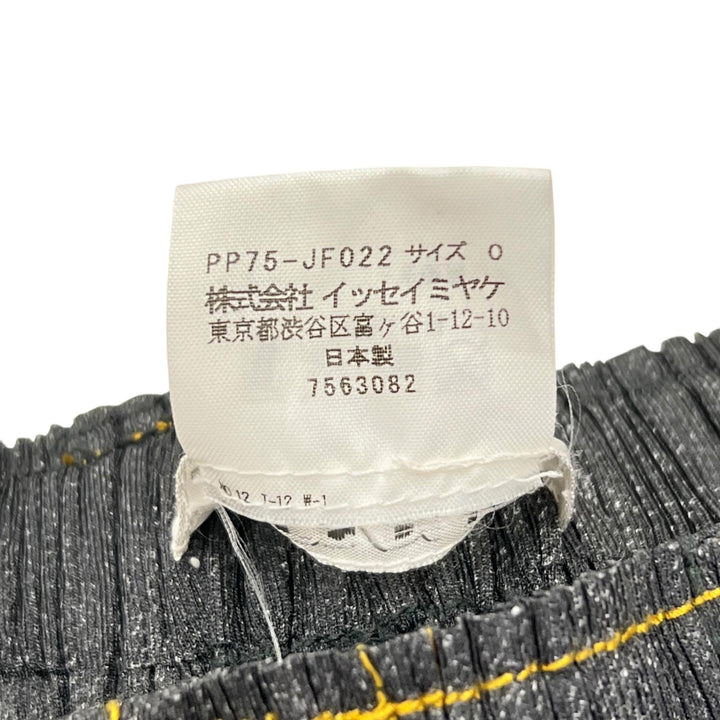 極美品▲PLEATS PLEASE プリーツプリーズ イッセイミヤケ PP75-JF022 デニム転写 パンツ グレー 0 日本製 正規品 レディース