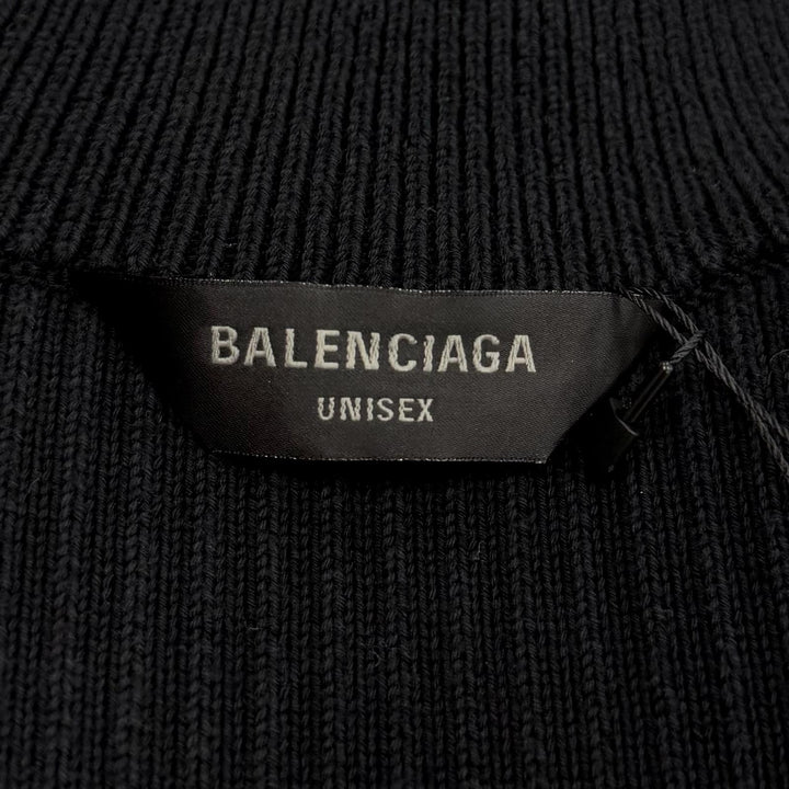 未使用品▼BALENCIAGA バレンシアガ 2024年製 821801 ロゴワッペン ZIPUP ニットジャケット ブラック XS 伊製 正規品 メンズ ハンガー付