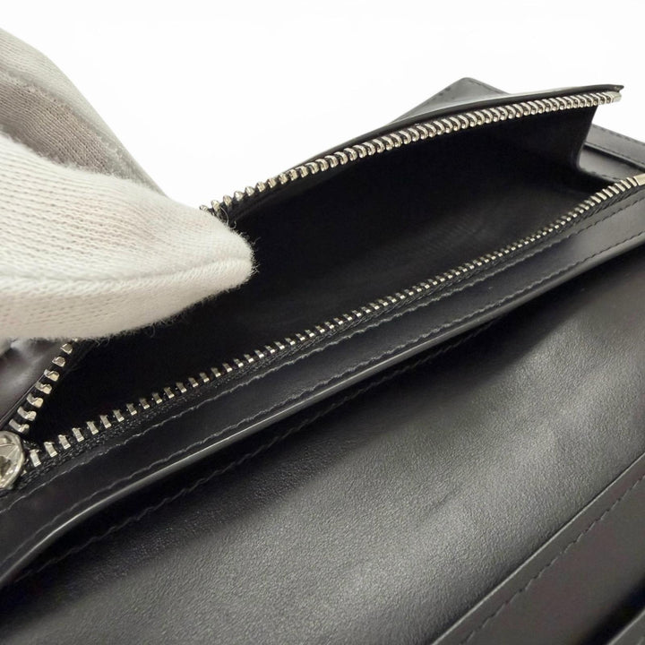 美品□Maison Margiela メゾンマルジェラ 4ステッチ 二つ折り レザー ロングウォレット 長財布 ブラック イタリア製 メンズ オススメ◎