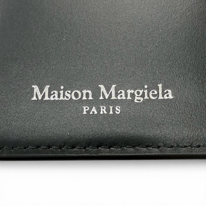 美品□Maison Margiela メゾンマルジェラ 4ステッチ 二つ折り レザー ロングウォレット 長財布 ブラック イタリア製 メンズ オススメ◎