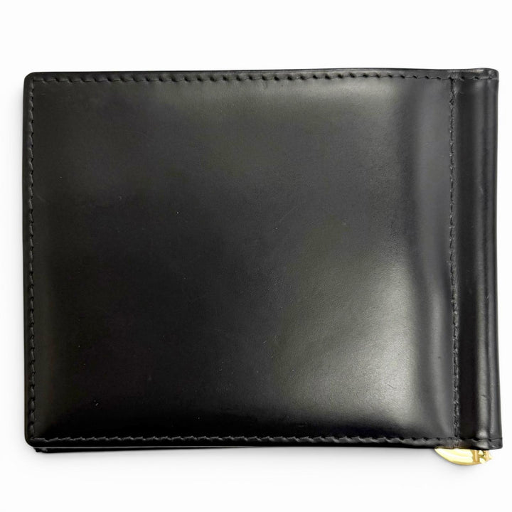 美品△ETTINGER エッティンガー BRIDLE HIDE COLLECTION MONEY CLIP PURSE レザー 二つ折り マネークリップ ウォレット ブラック メンズ