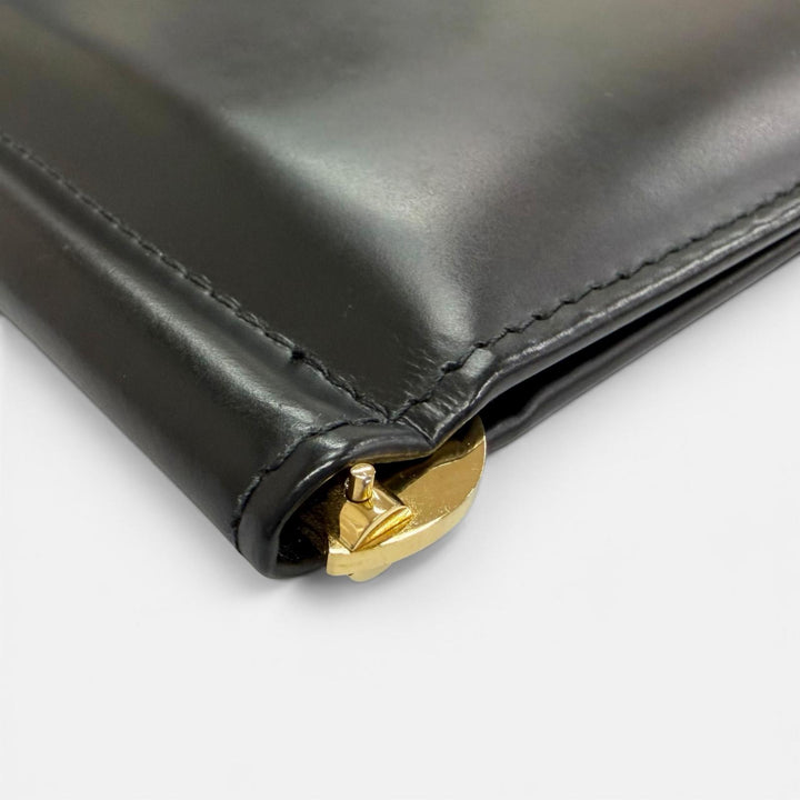 美品△ETTINGER エッティンガー BRIDLE HIDE COLLECTION MONEY CLIP PURSE レザー 二つ折り マネークリップ ウォレット ブラック メンズ