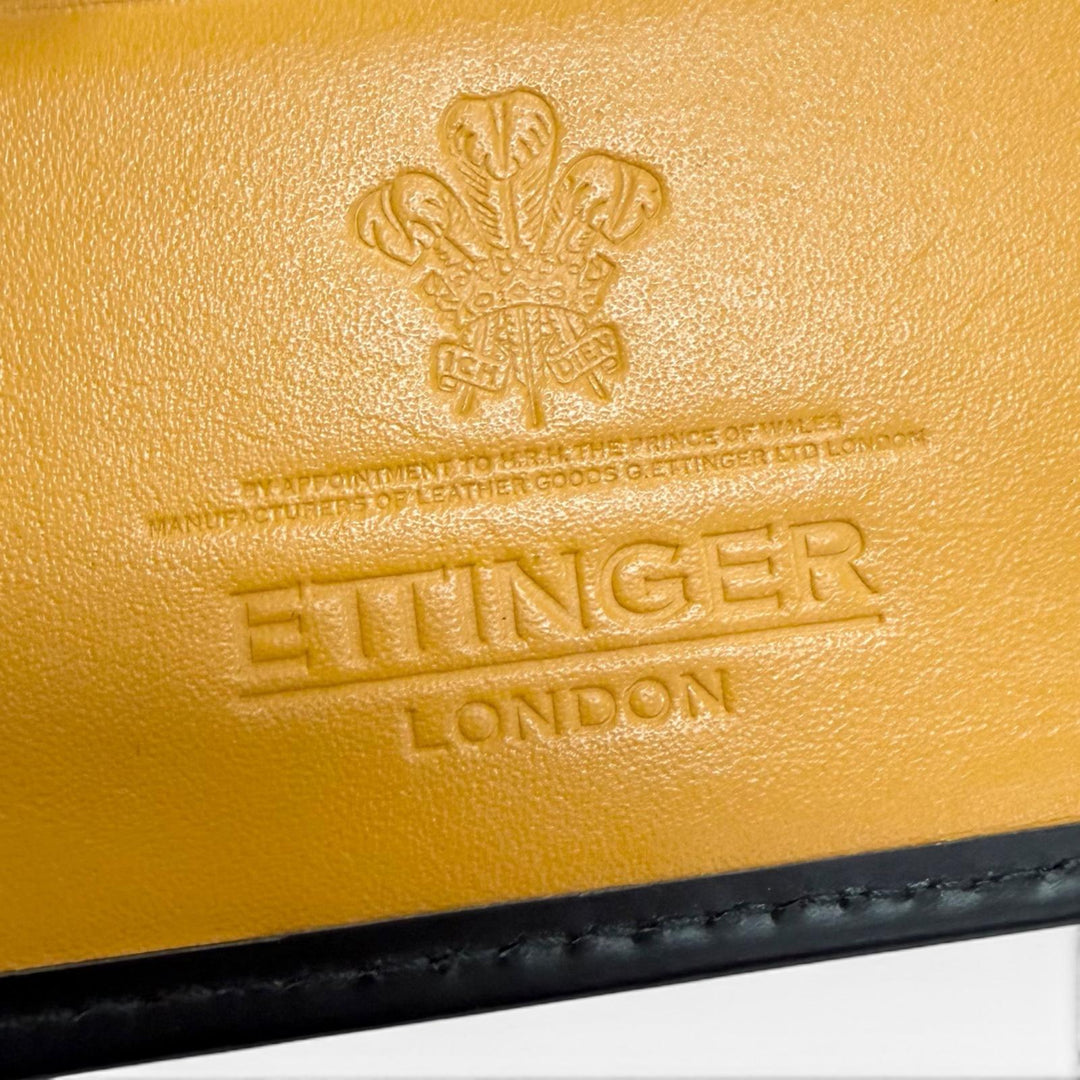 美品△ETTINGER エッティンガー BRIDLE HIDE COLLECTION MONEY CLIP PURSE レザー 二つ折り マネークリップ ウォレット ブラック メンズ