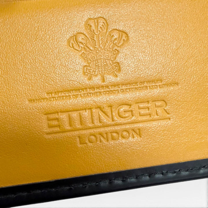 美品△ETTINGER エッティンガー BRIDLE HIDE COLLECTION MONEY CLIP PURSE レザー 二つ折り マネークリップ ウォレット ブラック メンズ