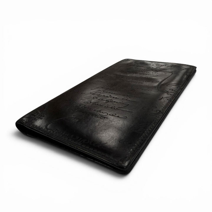 良品▼Berluti ベルルッティ レザー オルガ期 カリグラフィ ロングウォレット 二つ折り 長財布 札入れ ブラック メンズ