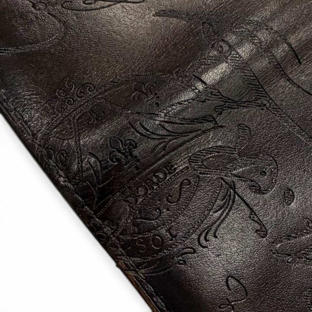 良品▼Berluti ベルルッティ レザー オルガ期 カリグラフィ ロングウォレット 二つ折り 長財布 札入れ ブラック メンズ