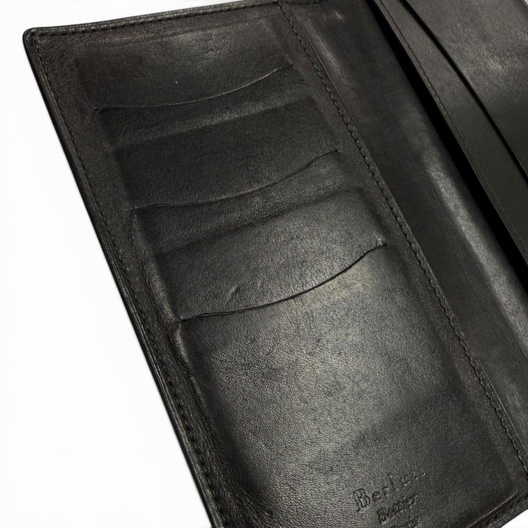 良品▼Berluti ベルルッティ レザー オルガ期 カリグラフィ ロングウォレット 二つ折り 長財布 札入れ ブラック メンズ