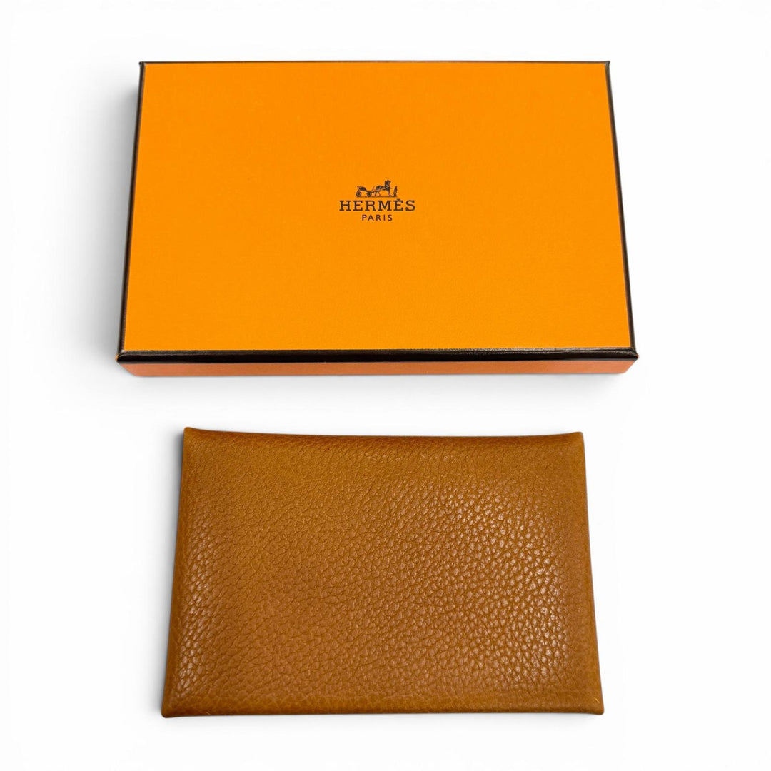 未使用品▼HERMES エルメス カルヴィ ヴォーエプソン レザー ゴールド 二つ折り コインケース カードケース K刻印 フランス製 メンズ