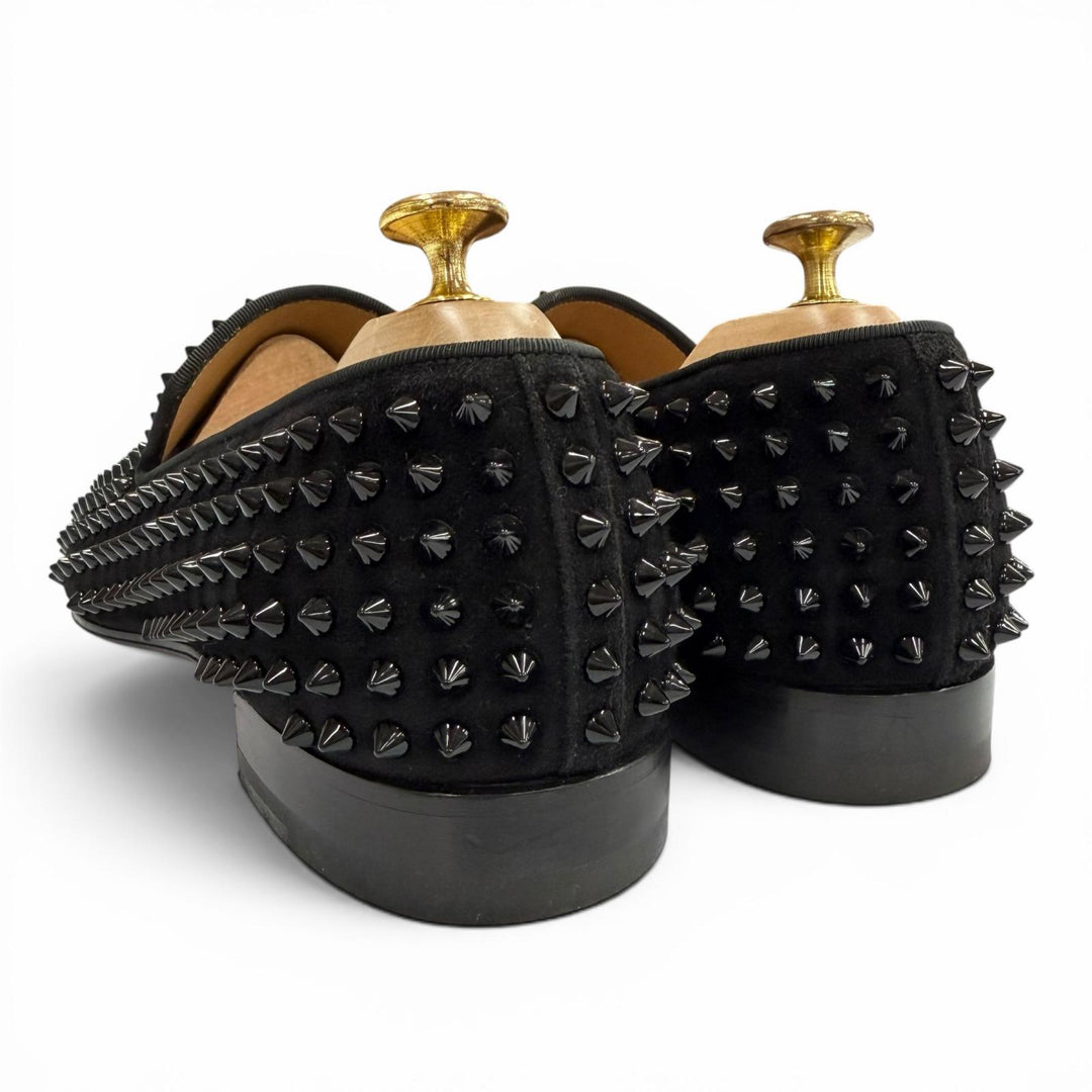 美品▼Christian Louboutin クリスチャンルブタン DANDELION SPIKES スウェードレザー ローファー ブラック 41.5 イタリア製 メンズ