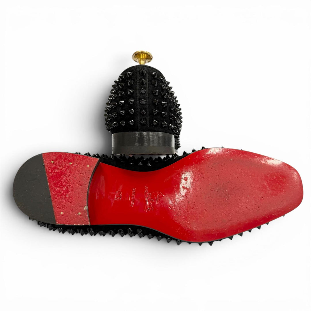美品▼Christian Louboutin クリスチャンルブタン DANDELION SPIKES スウェードレザー ローファー ブラック 41.5 イタリア製 メンズ