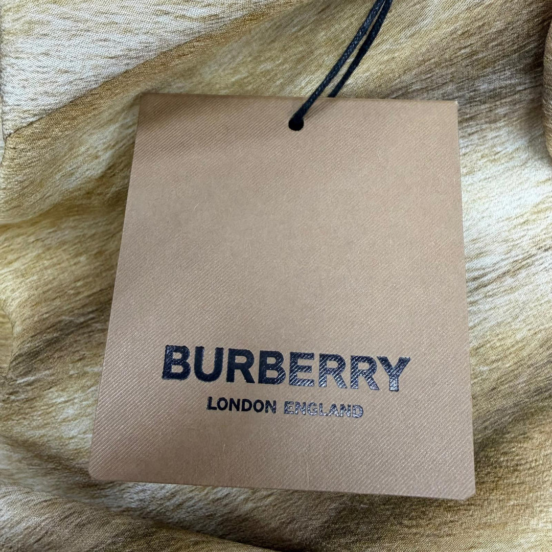未使用品☆BURBERRY バーバリー 8046737 シルク100％ グラフィック ドレス ワンピース ブラウン系 36 イタリア製 正規品 レディース