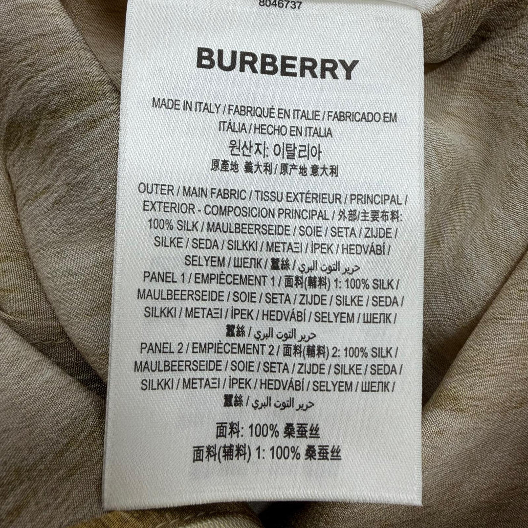 未使用品☆BURBERRY バーバリー 8046737 シルク100％ グラフィック ドレス ワンピース ブラウン系 36 イタリア製 正規品 レディース