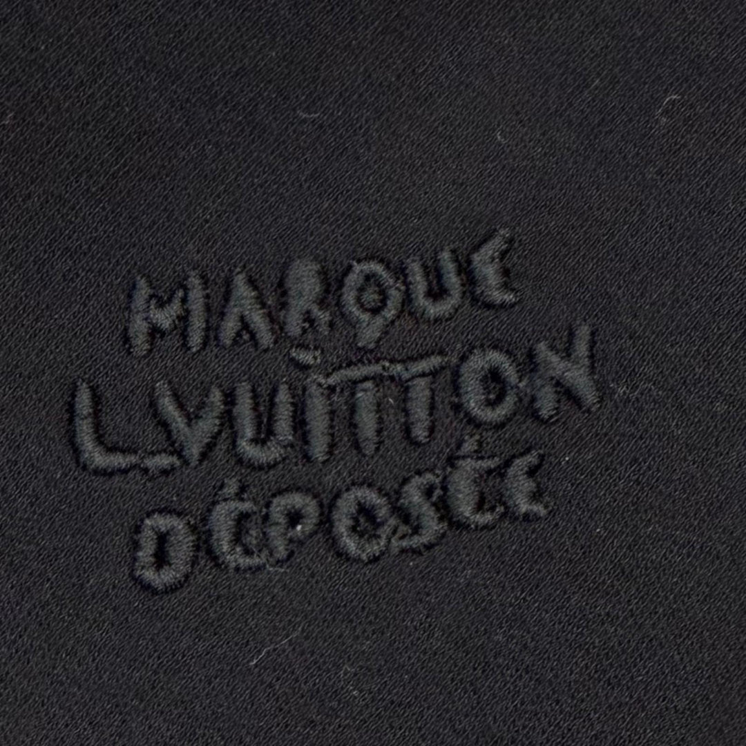 美品▼LOUIS VUITTON ルイヴィトン 25SS ロゴ刺繍 エンブロイダードジップジャージーフーディ パーカー ブラック M 伊製 正規品 メンズ