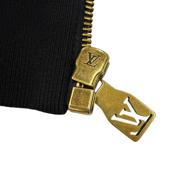 美品▼LOUIS VUITTON ルイヴィトン 25SS ロゴ刺繍 エンブロイダードジップジャージーフーディ パーカー ブラック M 伊製 正規品 メンズ