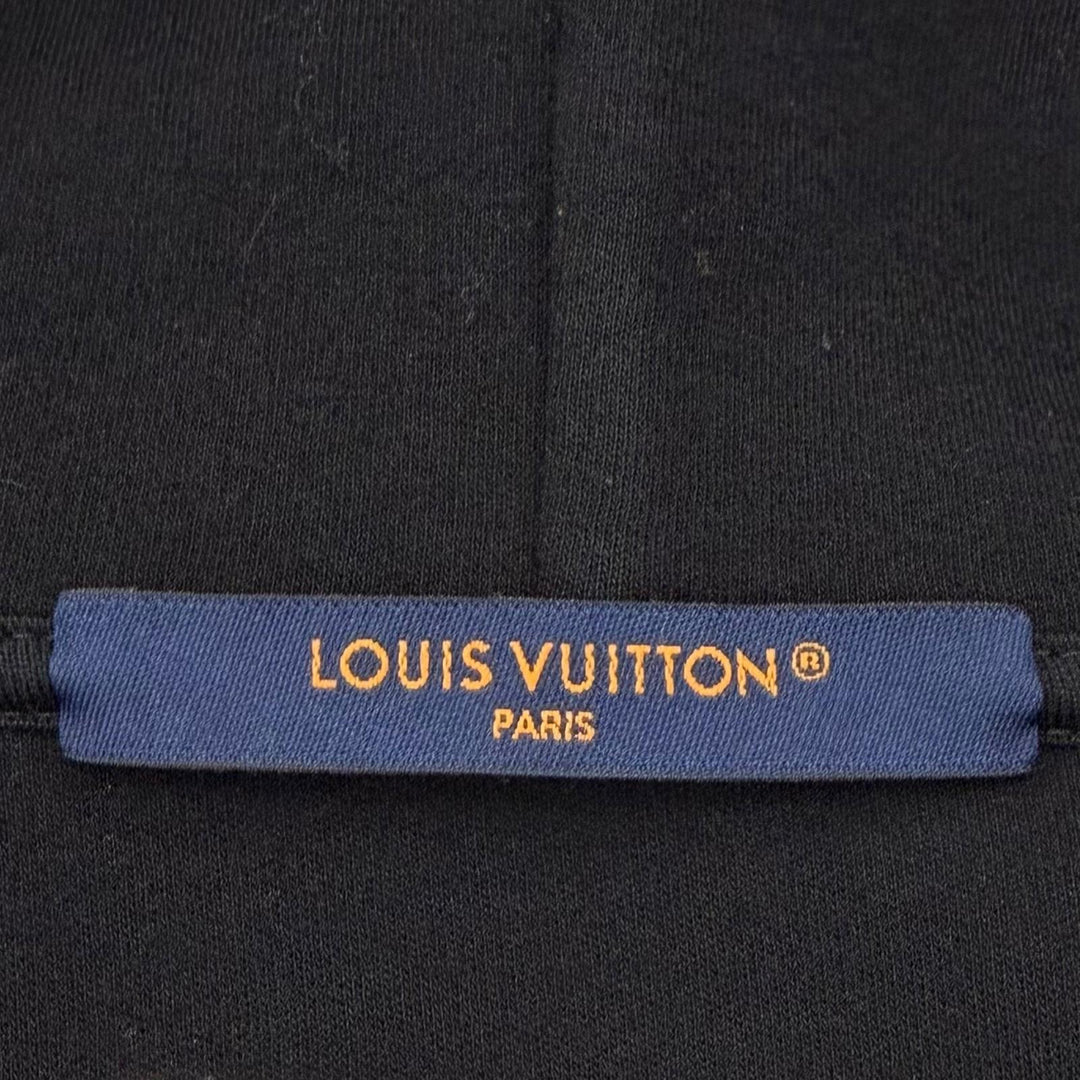 美品▼LOUIS VUITTON ルイヴィトン 25SS ロゴ刺繍 エンブロイダードジップジャージーフーディ パーカー ブラック M 伊製 正規品 メンズ