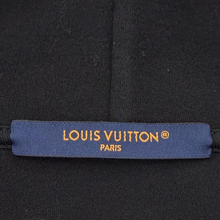 美品▼LOUIS VUITTON ルイヴィトン 25SS ロゴ刺繍 エンブロイダードジップジャージーフーディ パーカー ブラック M 伊製 正規品 メンズ
