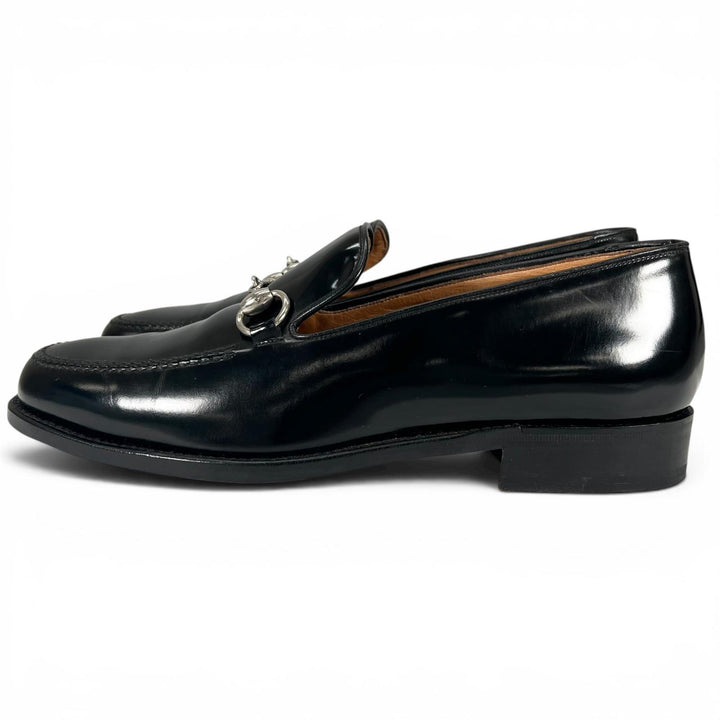 美品▲GUCCI グッチ 110-1378 ホースビットローファー レザーシューズ ブラック シルバー金具 41 イタリア製 メンズ